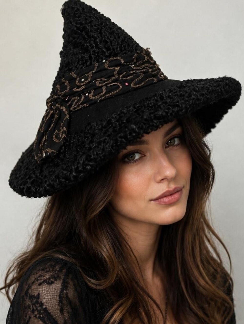OOAK Vintage Fur Witch Hat 24in XL Boston Store Whimsigoth